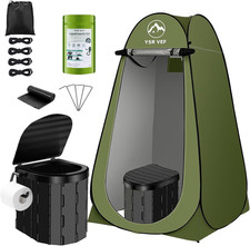 Portable Toilet Kit, Camping Toilet with Pop-Up Privacy Tent and Poo Gel Toilet