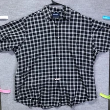 Polo Golf Ralph Lauren Shirt Mens 2XL Black White Plaid Short Sleeve Cotton