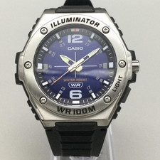 Casio 5577 MWA-100H Watch 49mm Mens Blue Dial Illuminator 10Bar New Battery