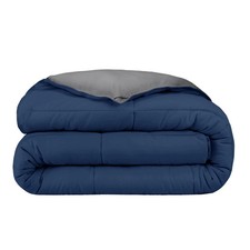 Bare Home Queen Comforter - Reversible Dark Bue / Grey - Goose Down Alternative