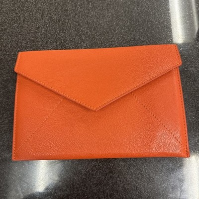 Jack Rogers Leather Envelope Clutch   Orange | New 