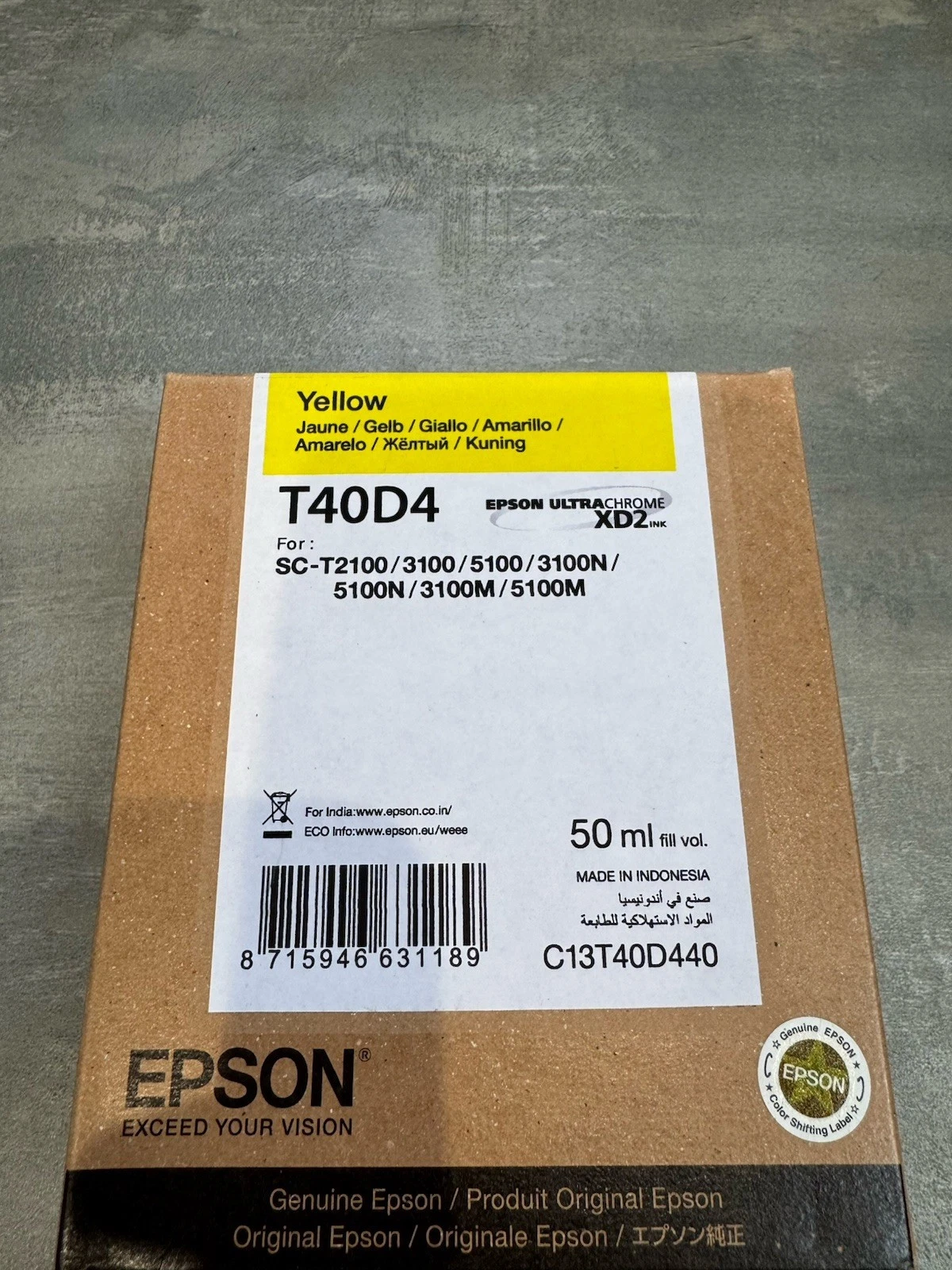 Genuine Epson T40D4 Yellow Cartridge 50ml Expiry 2027 Brand New 2