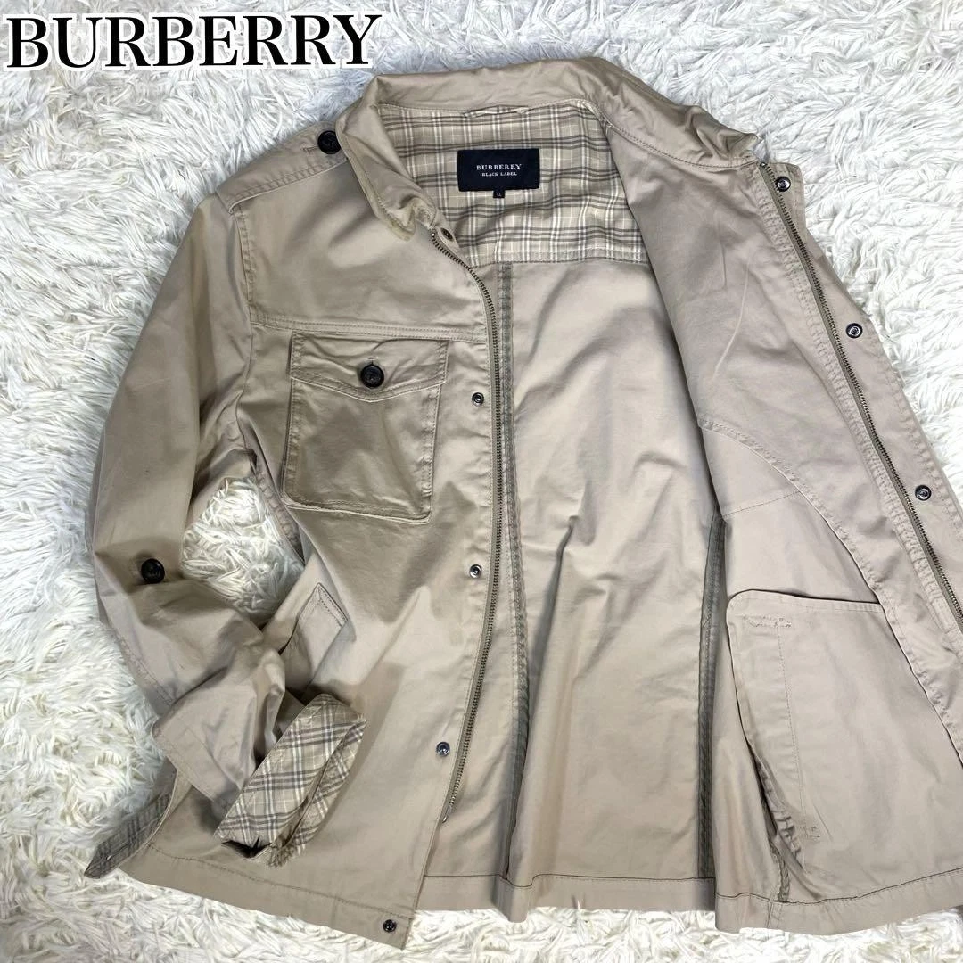Giacca militare Burberry Black Label beige cotone Nova dettaglio check taglia XL