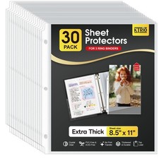 Heavy Duty Sheet Protectors for 3 Ring Binder 30 Pack, 8.5 x 11