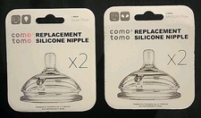 2 Packs SEALED Comotomo Replacement Silicone Nipples Slow  Medium Flow, 4 TOTAL