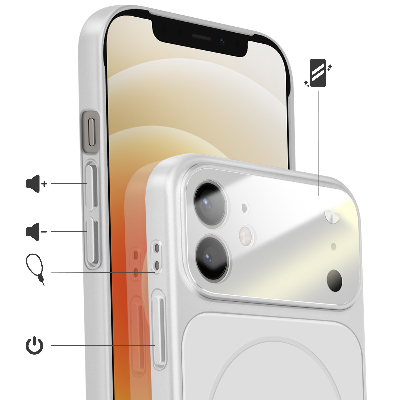 Coque iPhone 12 premium en verre AG mate au design argent métallisé - 3