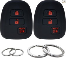 2 Pcs Silicone 3 Buttons Key Fob Cover Remote Case K Color: Black with Red - A