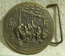 Rare Bergamot Brass works vintage belt buckle A-72 classic old time scenes