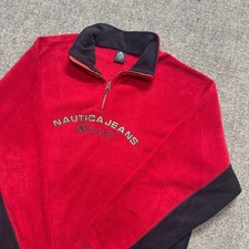 VTG Nautica Sweatshirt Men's Large 90s 1/4 Zip Fleece Made In USA Pullover