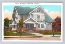 Bakersfield CA-California, Residence in Bakersfield, Antique Vintage Postcard