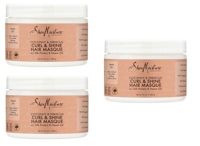 BL Shea Moisture Coconut & Hibiscus Curl & Shine Hair Masque 12oz X 3 Packs