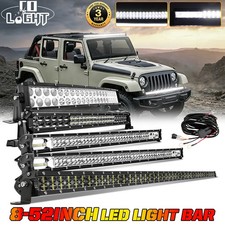 Dual Row 15 20 28 33 42 48 50 Led Light Bar Spot Flood For Offroad Atv Utv 12v
