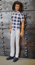 KEN FASHIONS Blue Paid Shirt White Pants Blue Dress  Loafers