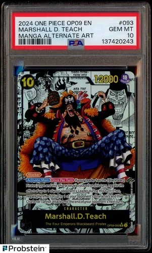 2024 One Piece OP09 EN Marshall D Teach Manga Alternate Art #093 PSA 10