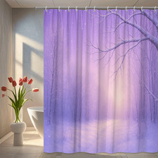 Snowy Forest Path Shower Curtain - Winter Scene for Bathroom