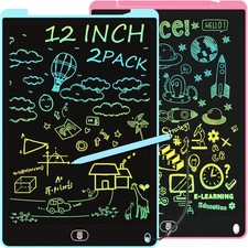 2 Pack 12 Inch LCD Writing Tablet Colorful Doodle Board Drawing Pad Kids Gift