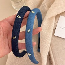 Thin Padded Headbands for Women Teen Girls, Bow Head Bands Non Navy And Blue