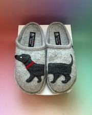 HAFLINGER DOGGY WOOL SLIPPER Silver Gray Women Size 9 US / 40 Euro  NEW 