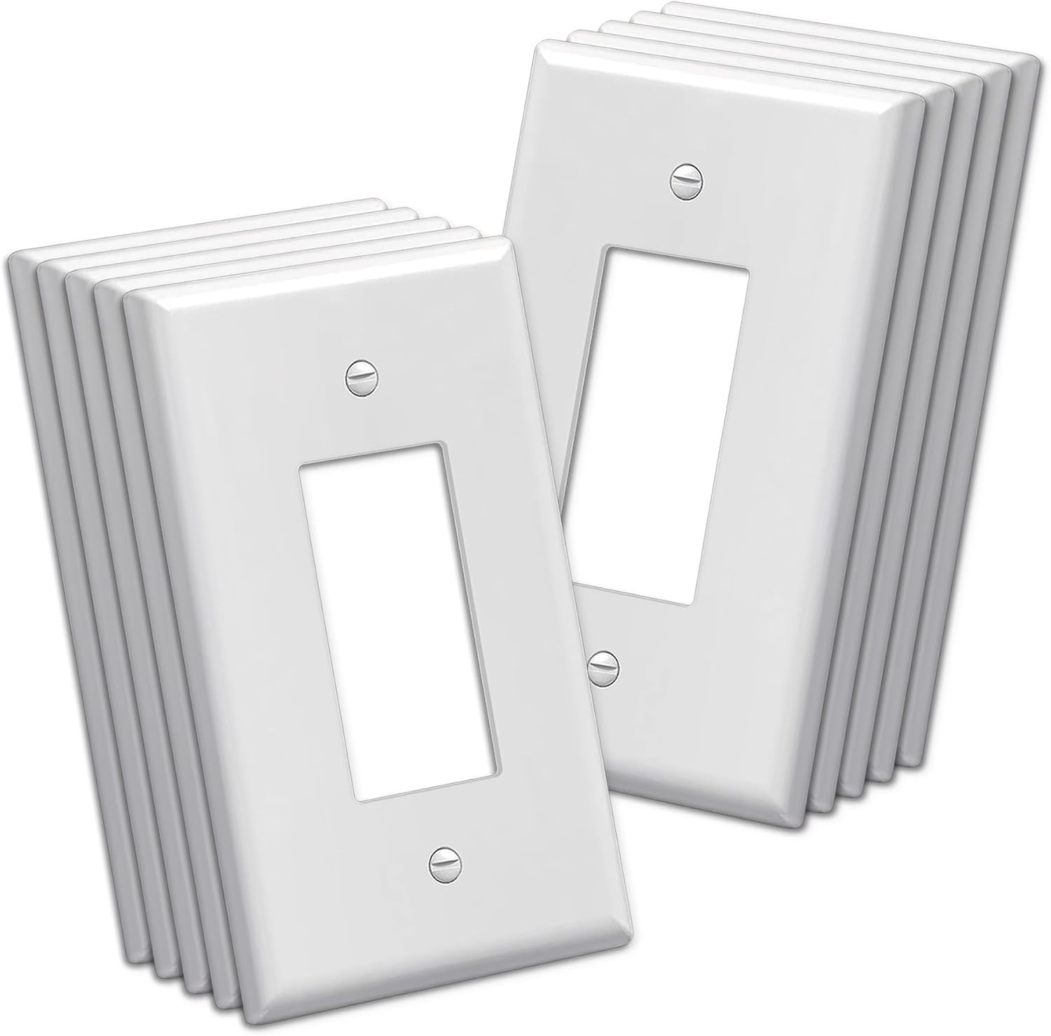 10 Pack 1-Gang Oversize Decor Wall Plate, Jumbo Unbreakable Polycarbonate Decora