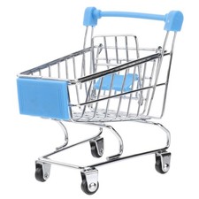 Blue Mini Shopping Cart Toy Metal Durable Decorative Gift Basket