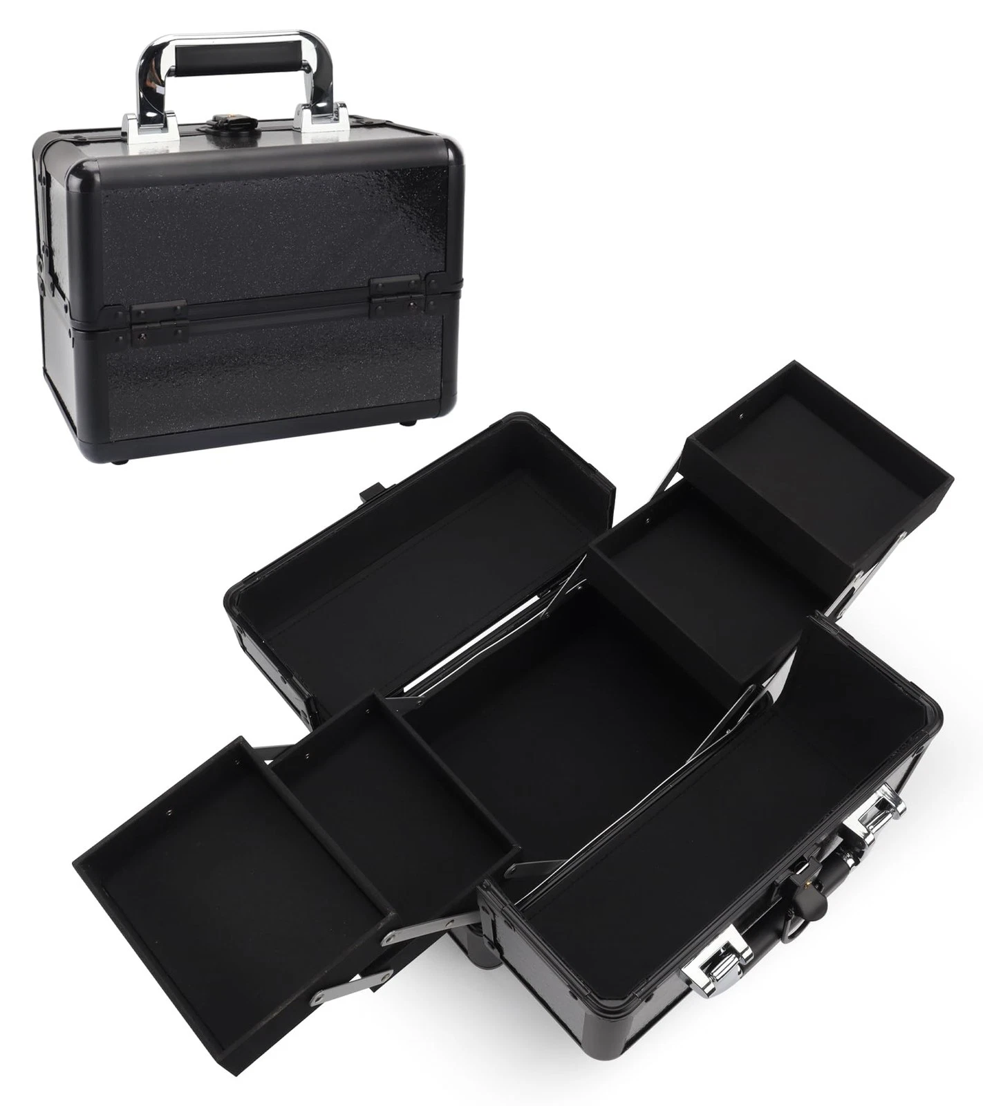 Large Makeup Train Case Cosmetic Organizer Case Makeup Box Portable Make Up A...
