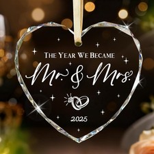 2025 Mr and Mrs First Christmas Ornament Wedding Gift Glass