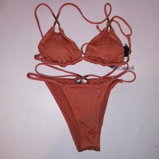 Victoria Secret Swim Bikini Top  Bottom XS Ginger Tropical Triangle New