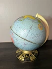 Vintage 1960's Ohio Art Tin Litho Metal World Globe with Zodiac Signs Base 9"dia