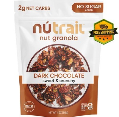 NuTrail Keto Nut Granola Cereal   Dark Chocolate, No Sugar, 11 oz (Single Pack)