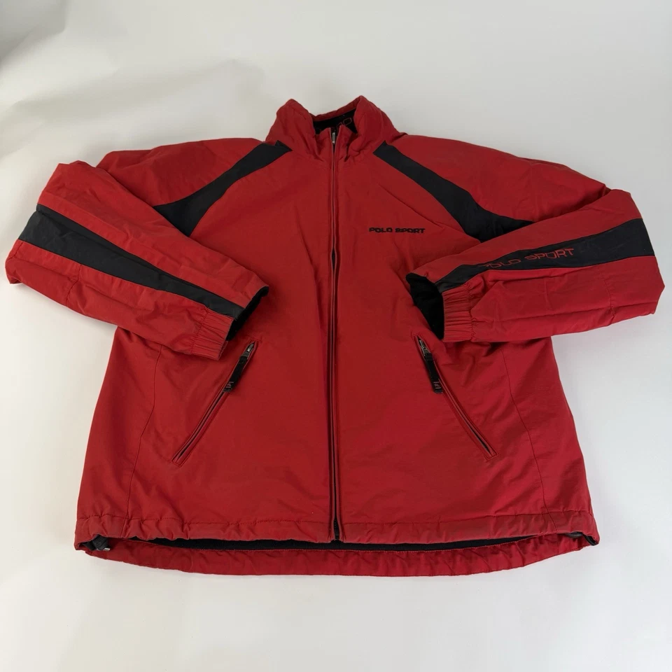 Chaqueta Polo Sport Ralph Lauren Para Hombre Mediana Roja Negra PELECE Reversible Cremallera De Colección Foto 4 de 4