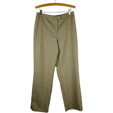 Vintage tan blue checks wool light academia preppy office trouser pants 14