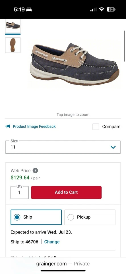 Steel Toe Rockport Works Boat Shoe Size 10 Women’s Navy Blue/Tan Safety NEW - Image 2 of 4