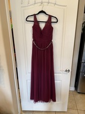 Anthropologie x BHLDN Hitherto Fleur maxi Dress gown wine wedding guest Size 0 *
