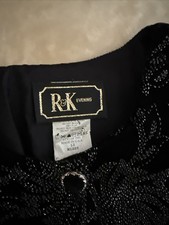 Vintage R&K Evening Blazer Jacket Size 12 Black Velvet Silver Buttons USA Made