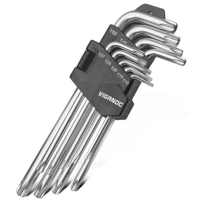 Viganoc Chrome Vanadium Steel Long Arm Torx Star Allen Wrench Set, T10-T50, 9...
