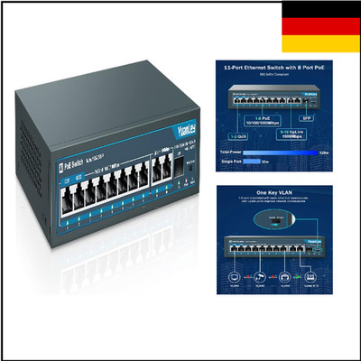 YuanLey PoE Switch 11 Port 120W 802.3af