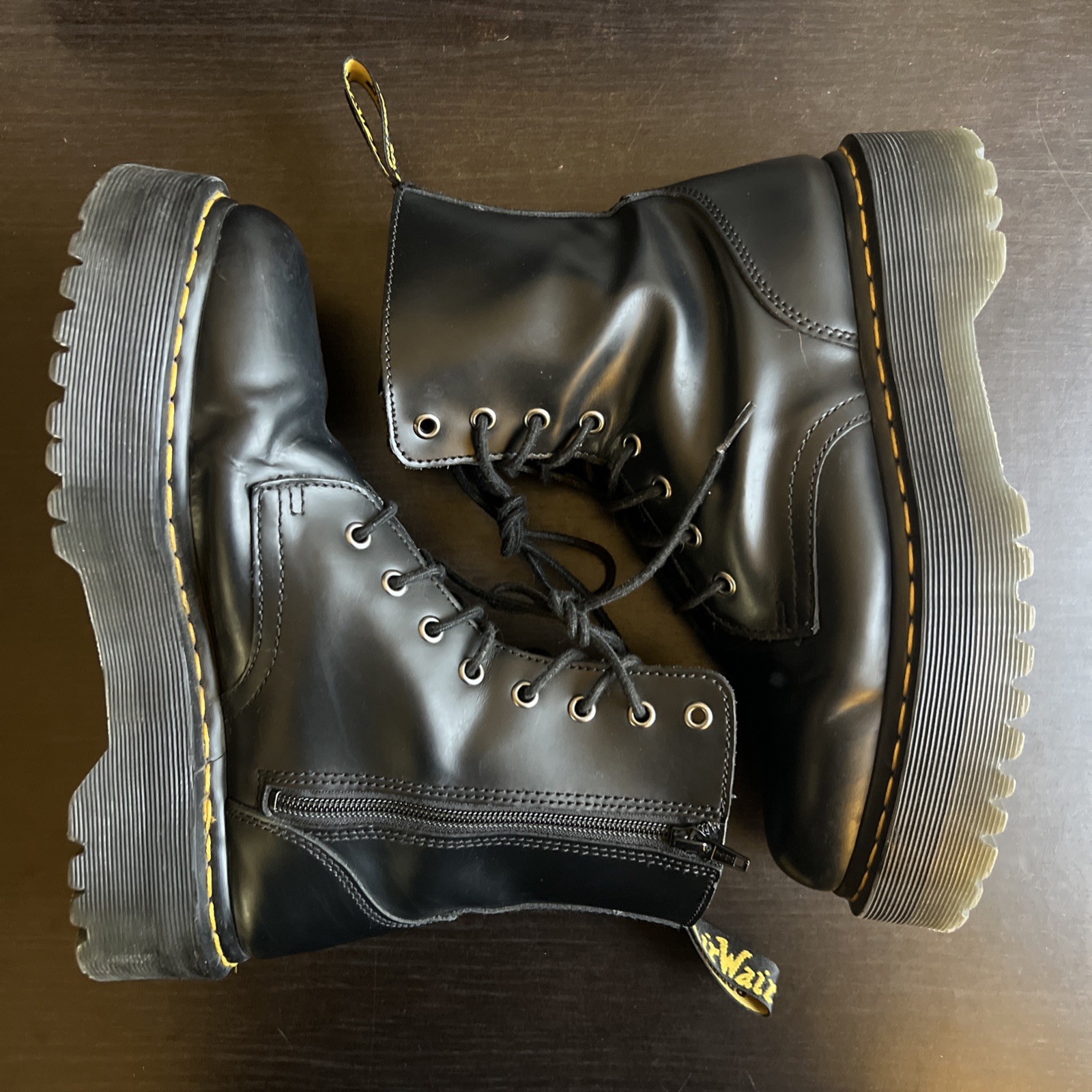 Doc Martens Jadon US Mens 9 Womens 10.5 Black Leather Platform Combat Boots thumbnail 3