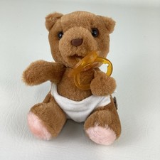 Russ Baby Bibi Teddy Bear 6" Plush Stuffed Animal Toy Diaper Pacifier Vintage