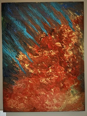 Modern Art Painting  Invasion  18x24 Original - Mixed Media On GW Canvas
