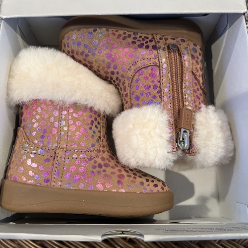 UGG Child I Jorie Ii Spots Fashion Boots - chestnut sparkle suede NEW 02/03 CUTE - Picture 3 of 23