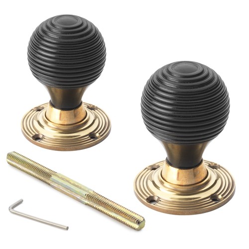 Black Brass Olde Victorian Rim Lock Latch - Choose Your Knobs Pair To Suit - Picture 43 of 170