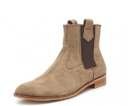 Handmade Men Camel color Chelsea boots Men ankle boots New Men Suede boots