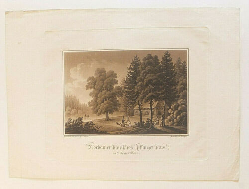Eau-forte par Benedict Piringer, paysage Amérique du Nord, Paris 1826 - Afbeelding 1 van 3