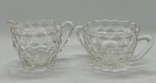 Vintage Fostoria Jeannette Design Cubist Clear Open Cream&Sugar Depression Glass