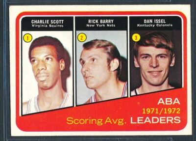 1972 Topps Basketball #259: BARRY/ISSEL/SCOTT ABA Scoring Avg. Leaders ~ NM+