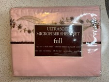 New In package Ultrasoft microfiber full sheet set Pink Floral Flat Fitted