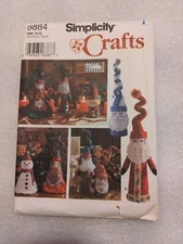 Simplicity 9884 Sewing Pattern Mr. Mrs. Santa Elf Snowman Decorations Uncut