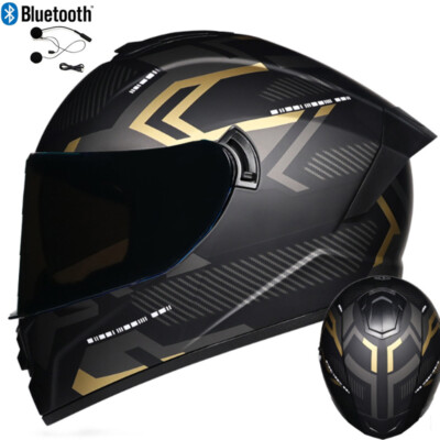 DOT Bluetooth Motorcycle Helmet Dual Lens Full Face Motorbike Crash Helmet