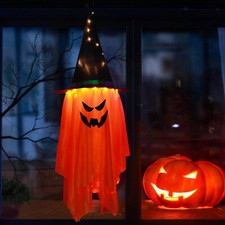 Large Halloween Witches Hat Decor LED Ghost Hanging Light Outdoor/Indoor  Orange