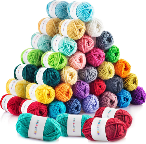 60X0.7 Oz Acrylic Yarn Mini Skeins - 2600 Yards of Soft Yarn for Crocheting and